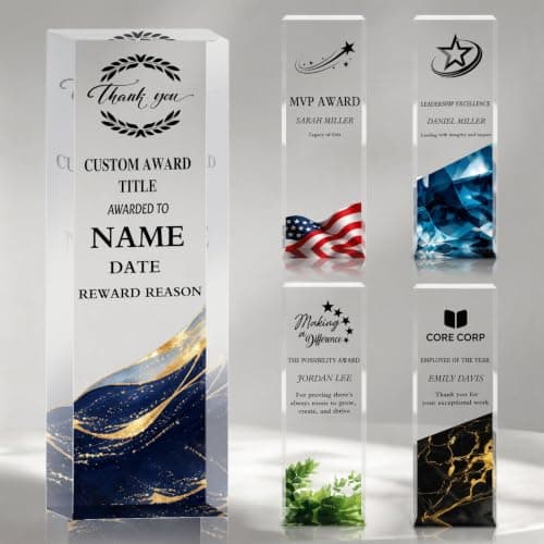 MYPHNEX Custom Acrylic Trophy Award with Logo/Photo - Personalized Recognition Plaque for Employee Appreciation, Retirement, Farewell, Work Anniversary, Boss & Coworker Gifts – Bulk Corporate Orders