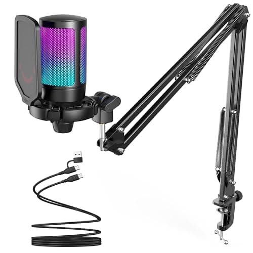 FIFINE AmpliGame A6T USB Gaming Microphone Kit, Condenser Mic for Streaming
