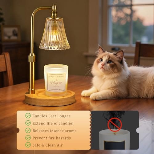 Candle Warmer Lamp with Timer Dimmable,Birthday Gifts for Women Mom Sister,Adjustable Height Wax Melt Warmer for Jar Candles,House Warming Gifts New Home,Ideal for Office,Dorm,Bedroom Home Decor - Thumbnail 4