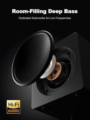 Bluedee Computer Speakers with Subwoofer, 2.1 PC Speakers with Deep Bass and 80W Peak Power, Adapter Powered, Bluetooth 5.4 & USB/USB-C/AUX-in, RGB Desktop Speakers for Computer, Laptop, Monitor - Thumbnail 3