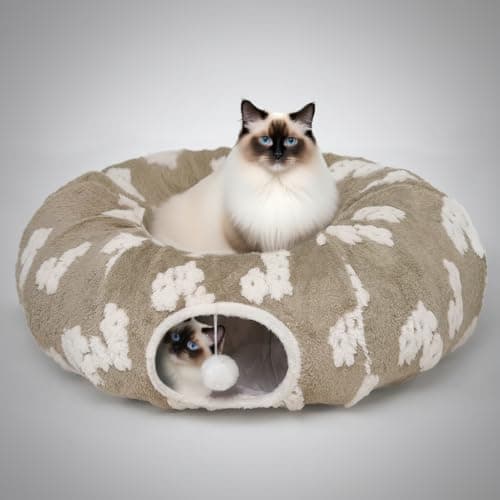 Pesen Cat Tunnel Bed with Soft Cushion, Cat Toys for Indoor Cats Enhance Bonding Between Pets and Owners, Encourage Exploration, and Satisfy Natural Instincts for Kittens, Dogs, and Rabbits - Image 1