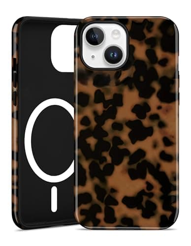 Aitipy Compatible with MagSafe Tortoise Shell Phone Case for iPhone 15, Cute Magnetic Dot Aesthetic Leopard Print Soft TPU Hard PC Shockproof Protective Phone Cover for Women Girls