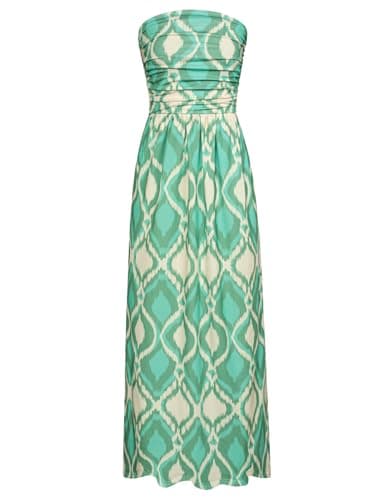 GRACE KARIN Women's 2024 Summer Bohemian Floral Printed Strapless Beach Party Long Maxi Dress - Image 1