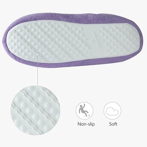 Forfoot Slipper Boots, Women's Winter House Slippers Cold Weather Soft Cozy Indoor Home Casual Ankle Purple Slipper Booties Fluffy Bedroom Boots US 9.5 - Thumbnail 3