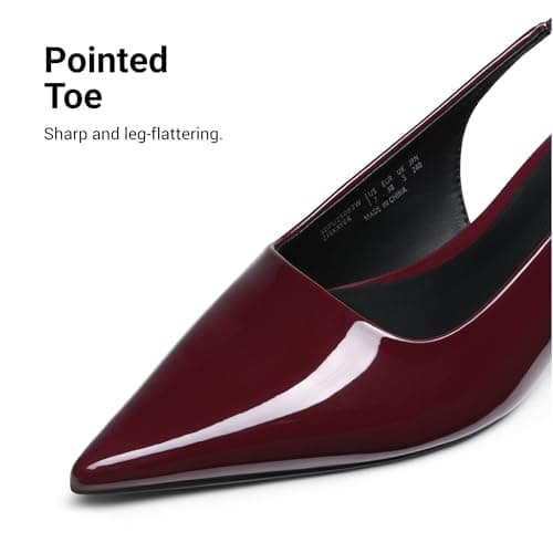 DREAM PAIRS Women's Kitten Heels Slingback Low Closed Toe Comfortable Pumps Pointed Toe Wedding Party Elegant Dress Shoes,Size 10,Burgundy,SDPU25093W - Thumbnail 6