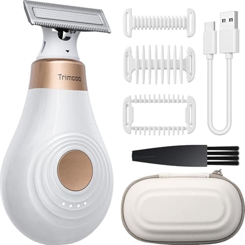 Trimcoo 2026 New Bikini Trimmer for Women - Small But Powerful Electric Razors, Intimate Pubic Hair/Lady Facial Painless Removal, USB-C Cordless Body Shaver for Trip, Replaceable Wet/Dry Blade, White - Image 1