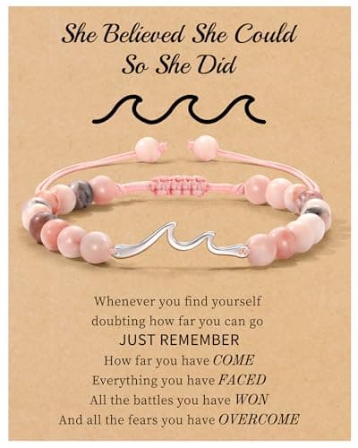 Wave Bracelet Inspirational Gifts for Women Natural Stone Bracelets Encouragement Gifts Bead Bracelet Birthday Gifts for Friend Amway Be Confident Spiritual Thoughtful Cheer Up Gift Jewelry - Image 1