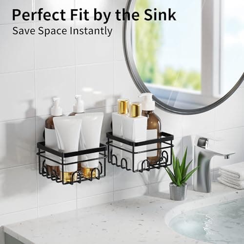 KEGII Suction Cup Shower Caddy 4 Pack, Universal Fit for All Showerheads, No Drill Bathroom Organizer with 36 Hooks & Razor Holder, Removable and Waterproof, Black - Thumbnail 5