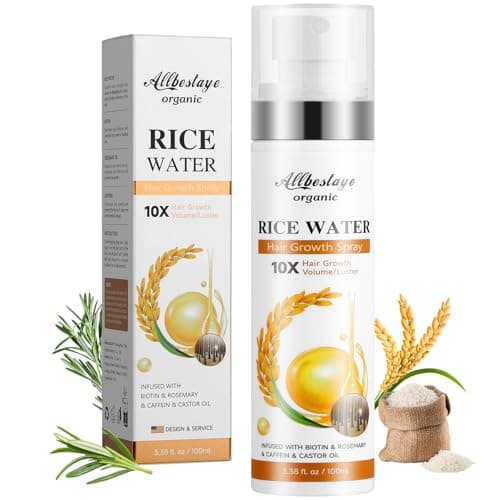 Rice Water Hair Growth Serum - Infused with Rosemary, Biotin, Caffeine, Non-Greasy Formula for Hair Loss, Damaged & Dry Hair, Thicker, Longer, Fuller Hair (3.38 OZ(Upgrade)) - Image 1