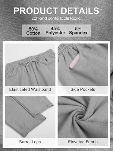 Bellcoco Barrel Sweatpants Women Casual Baggy Elastic Waisted Pants Wide Leg Gym Trousers with Pockets Dark Grey M - Thumbnail 4