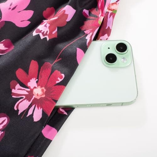 GRACE KARIN Womens Summer Floral Maxi Dresses 2026 Long Flowy Boho Dress Beach Vacation Sundresses Casual Clothes with Pocket Black Pink Floral L - Thumbnail 5