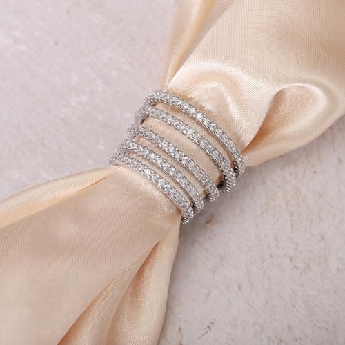 Silver Rings For Women, 18k White Gold Plating And Featuring Round Cubic Zirconia (Cz) Stones, These Stackable Rings Make Exquisite Thoughtful Gifts Special Occasions Such As Birthdays And Weddings - Thumbnail 5