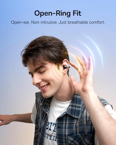 Baseus Bass BC1 Open Ear Earbuds Clip-On Headphones, Open-Ring Comfort with Tri-Curve Snug Clip, Powerful Sound with SuperBass, 4-Mic Clear Calls, IP55 Waterproof, 38H Playtime (Matt Black) - Thumbnail 3