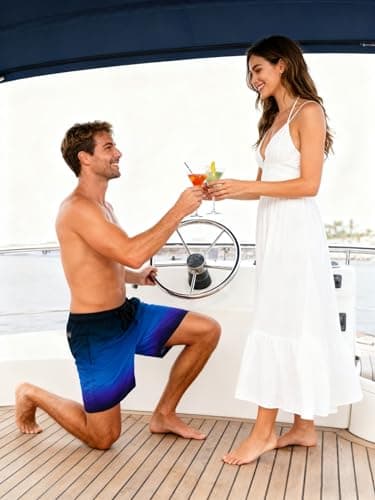 Cozople Mens Swim Trunks 7 Inch Inseam Swim Shorts Black Blue Gradient Bathing Suit Boxer Brief Lined Swimsuit Anti Chafe Board Shorts with Compression Liner M - Thumbnail 4