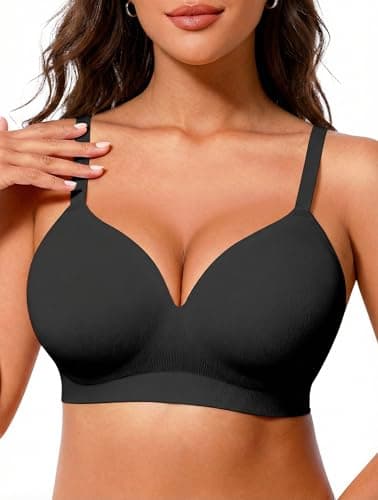 Plus Size Wireless Bra for 36H,38DDD，40C - Real Shape Comfort Bralette for Full Figure, Double Layer Anti-Exposure Everyday Underwear Black - Image 1