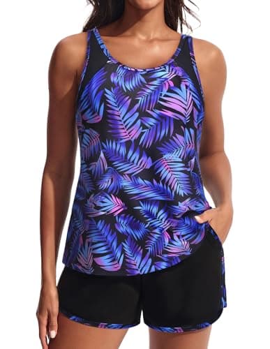 Hanna Nikole Maternity Bathing Suit Tummy Control Swim Suits Elegant Cruise Vacation Swimwear for Swimming Pool Purple Leaves US 2-4 - Image 1