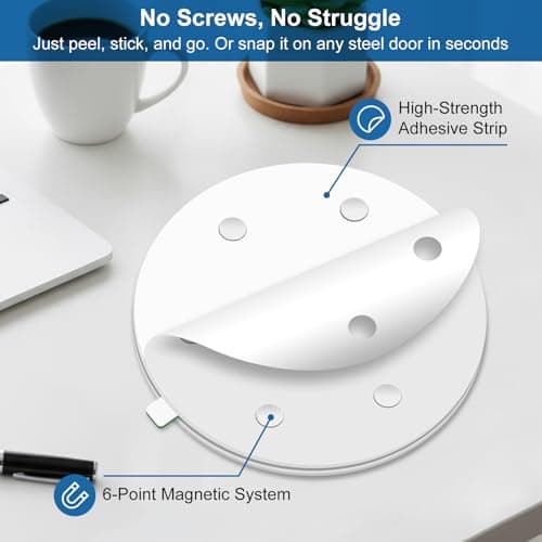 Office Door Sign – 6 in 1 Rotating Privacy Sign with “In a Meeting/Do Not Disturb/Back Soon/Working Remotely/Please Knock/Out of Office” – Strong Adhesive + Magnets, No-Residue Removal, Works on Glass/Wood/Metal Doors – 6 Inch, Sliver - Thumbnail 3