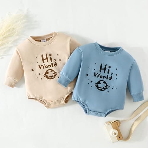 ChuYuKu Baby Boy Clothes Fall Winter 2Pcs Set Long Sleeve Newborn Onesies Sweatshirt Infant Outfits Gift 0-12M - Thumbnail 2