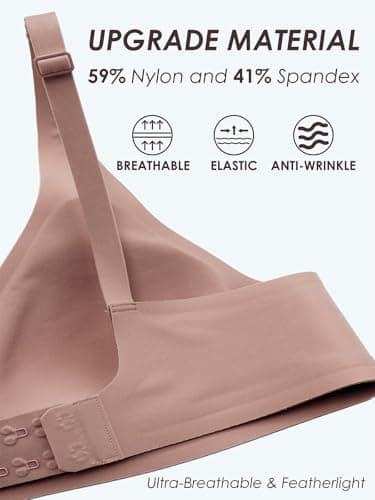 Tarbo Deep-V Neck Bra Padded Seamless Bralettes Fabrics Everyday Basic Sleeping Bras (DustyRose L) - Thumbnail 6