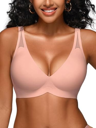 Jelly Bras for Women - Wireless Deep V No Underwire Bralette with Support - Seamless Comfortable Lightly Padded T-Shirt Bra - Image 1