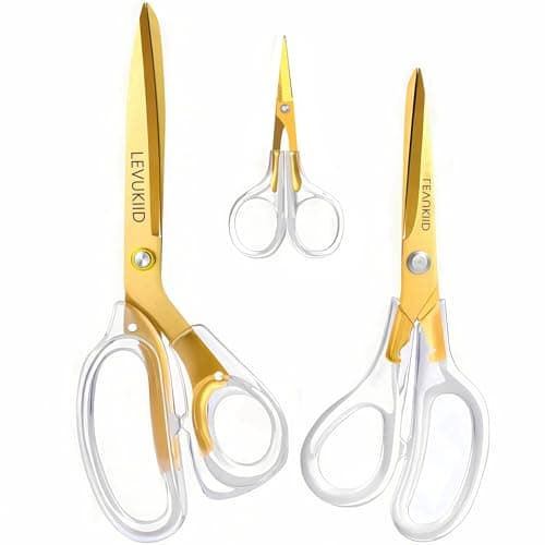 scissors all purpose, Titanium Coated Blades and Ergonomic Clear Handle, Clear Gold scissors for Office Desk, Modern Design for Craft, Sewing, fabric,Office/Gold - Image 1