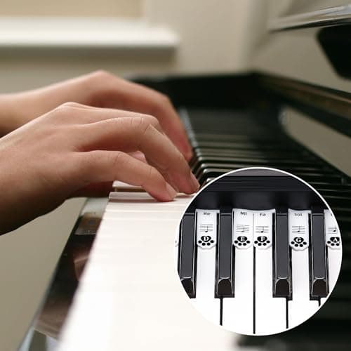 XynkoreX Silicone Piano Keyboard Stickers, Removable Piano Keyboard Note Labels for Learning, 88-Key Full Size, Piano Notes Guide for Beginner, Reusable Comes Unique and cute dog paw design (Black) - Thumbnail 4