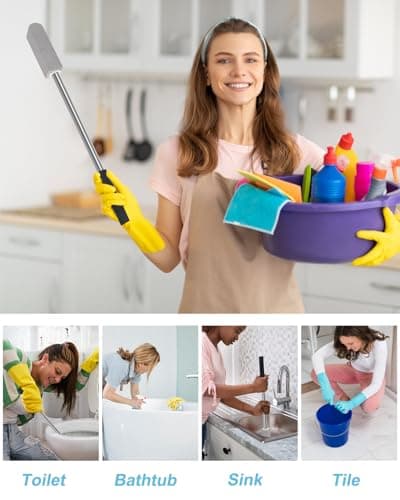 22" Long Pumice Stone Toilet Bowl Cleaner - Toilet Pumice Stone with Stainless Handle - Bathroom Cleaner Toilet Brush - Hard Water Stains Remover for Toilets, Bathtubs, Kitchen, Pool, Tile Cleaning - Thumbnail 3