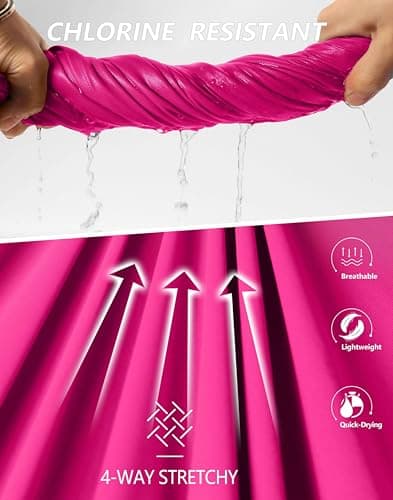 Viodia Women's 7" Swim Board Shorts High Waisted Modest Swimsuit Bathing Suit Beach Swimming Trunks for Women with Pockets Rosy - Thumbnail 6