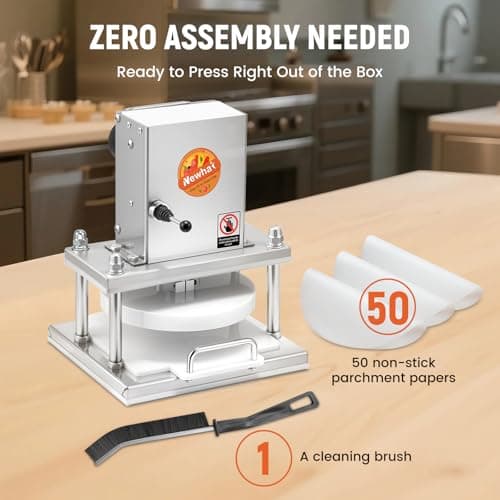 Newhai Commercial Pizza Dough Press Machine 8.6” Electric Dough Roller Sheeter Pastry Pizza Bread Press Forming Processor with 400 Pcs Parchment Papers for Bakery Home Restaurant Use - Thumbnail 5