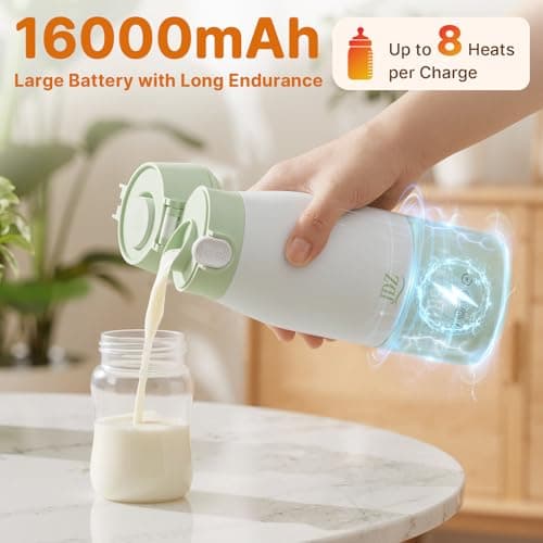 JDZ Portable Bottle Warmer 16000mAh Rechargeable, 17oz Milk Warmer for Travel with Rapid Heating, 7 Temp Settings, 316 Stainless Steel Water Warmer with LED Display for Breast Milk, Formula, Water - Thumbnail 2