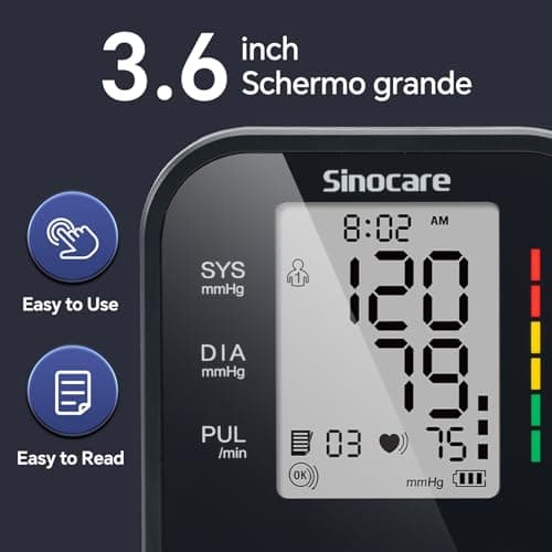 Sinocare Blood Pressure Monitor, Upper Arm Blood Pressure Monitors for Home Use, Adjustable Arm Cuff 8.6"-16.5", One-Button Operation, Dual User, Accurate & Practical (Black) - Thumbnail 2