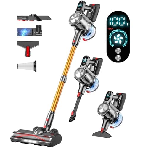 Cordless Vacuum Cleaner, 45Mins Vacuum Cleaners for Home with LED Display, Stick Vacuum Cordless Rechargeable, Wall-mounted Charging, Wireless Vacuum for Home Pet Hair, Carpet, Hardwood Floor - Image 1