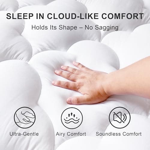 Mattress Topper King Size Pillow Top - Extra Thick Padded Mattress Pad & Protector, Breathable Fitted Deep Pocket 8-21, Ultra Soft & Supportive - Thumbnail 2