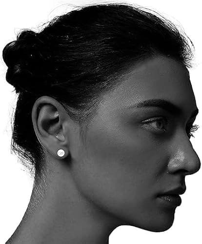 Shrandi Round White Freshwater Cultured Pearl 18K Gold Plated Stud Earrings - Thumbnail 2