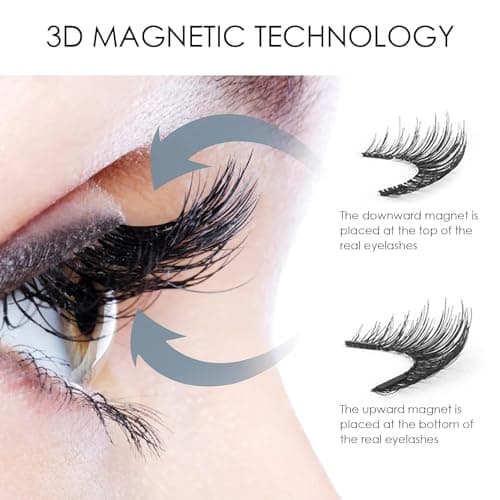 Magnetic Eyelashes, Waterproof Magnetic Eyelashes Kit - 4 Pairs Reusable, Natural False Lashes with No Glue or Eyeliner Needed, Ultra-Lightweight & Comfortable - Thumbnail 4