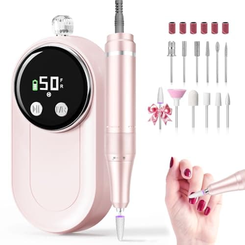 FLORAVIC High Speed Nail Drill for Acrylic Removal, 50,000 RPM Pro E-File with LCD, Bits Kit & Anti Slip Pad, MG101L Quick Gel Removal, Precise Shaping, Portable for Nail Art Practice & Salon Use - Image 1