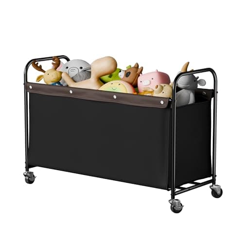 StorageWorks Toy Chest Storage with Wheels, Extra Large Kids Toy Box, Toy Storage Organizer, Metal Toybox for Bedroom, Living Room Area, Kids Room, 135L, Black - Image 1