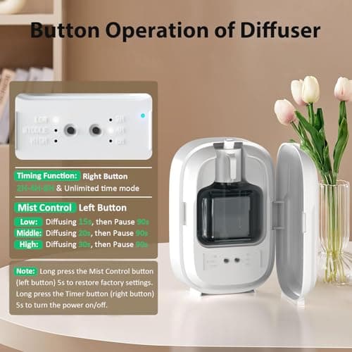 Waterless Oil Diffuser,Home Aromatherapy Scent Diffuser with APP & Timer|Whole House Oil Air Diffusers for Large Room,Office,Hotel Collection Use,Cover up to 1500 sq.ft-150ML,Compact,Quiet,Ivory White - Thumbnail 2