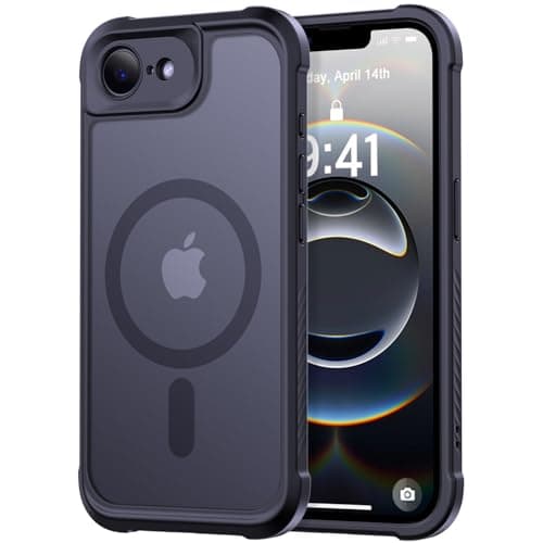 Thomo Magnetic for iPhone 17e Case/iPhone 16e Case, [Full Camera Protection] [Compatible with Magsafe] Military-Grade Shockproof, Anti-Fingerprint Translucent Matte Phone Case,Black - Image 1