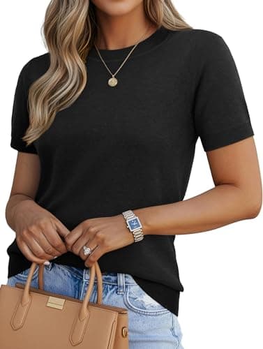 Lepunuo Sweaters for Women Wool Blend Business Casual Sweaters Spring Summer Dressy Casual Cashmere Basic Pullover Tops Black - Image 1