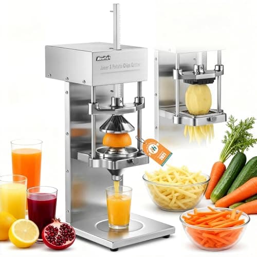 Newhai Electric 2 in 1 Commercial French Fry Cutter & Juicer, Heavy Duty Automatic Potato Cutter & Orange Lemon Juicer, 304 Stainless Steel with 3 Dicer Blade 110volt - Image 1