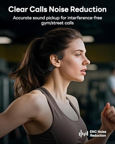 Bone Conduction Headphones, Open Ear Headphones Wireless Bluetooth, 15H Playtime, Dual Stereo Bass Technology, 27g Lightweight Wear, Call Noise Cancellation, IPX6 Waterpoof for Commuting, Walking - Thumbnail 5