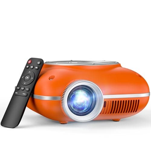 HOMPOW Mini Projector with Two -Way Bluetooth, Portable Projector for Home Theater Use, Support 1080P for Indoor/Outdoor, Movie Projector Compatible with HDMI, USB, Laptop, TV Stick (Orange) - Image 1