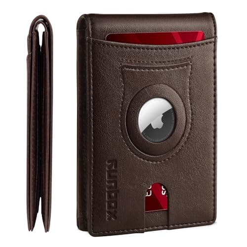 RUNBOX AirTag-Wallet-Mens-Slim-RFID Blocking Wallets Leather with Bill Compartment Air Tag Bifold Card Holder Wallet Gifts for Men Dad - Image 1