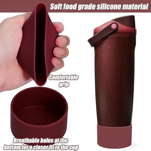 Spuhtiue 2PCS Protective Silicone Boots for Owala 30oz & 40oz FreeSip Sway Bottles (Black Cherry) - Thumbnail 3