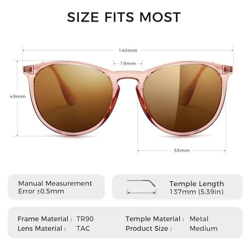SUNGAIT Premium Vintage Round Sunglasses for Women Men Classic Retro Trendy Style - Thumbnail 5