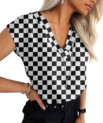 Lepunuo Womens Summer Tops Cap Sleeve Textured Dressy V Neck Shirts 2025 Work Office Blouses Business Casual Outfits - Image 1