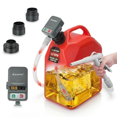 Gas Can Fuel Pump Portable - Gifts for Men, Fast 3.2 GPM Flow Rate, 51” Flexible Intake Hose, Tank Adapter, for Gasoline, Kerosene, Diesel, Non-Potables Gray - Thumbnail 2