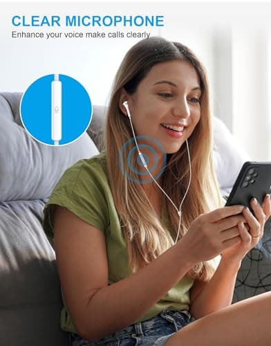 [2 Pack] for Apple Wired Earbuds, 3.5mm Headphones with Microphone 90 Degree Design Clear Call HiFi Stereo Volume Control Earphones for PC Laptop Radio Kindle - Thumbnail 6