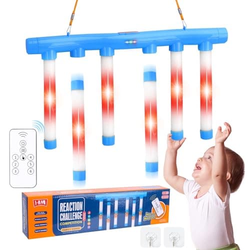 OCES Reflex Stick Game, Reflex Light-Up Sticks Reaction Training Hand Speed Challenge Game, Upgrade Hand Eye Coordination Training Toy Remote Control 3 Adjustable Speed (Light-Up Blue)
